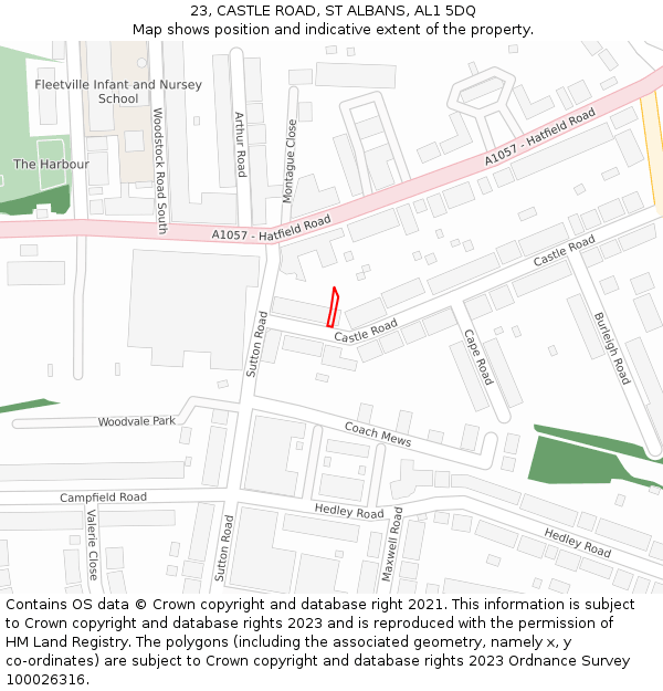 23, CASTLE ROAD, ST ALBANS, AL1 5DQ: Location map and indicative extent of plot