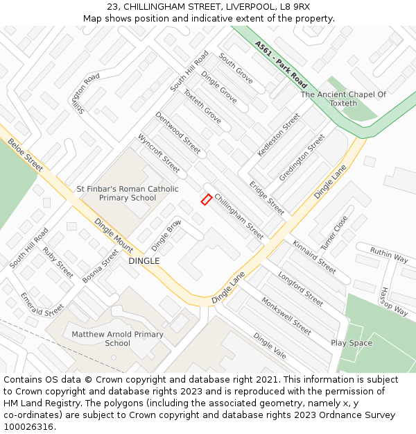 23, CHILLINGHAM STREET, LIVERPOOL, L8 9RX: Location map and indicative extent of plot