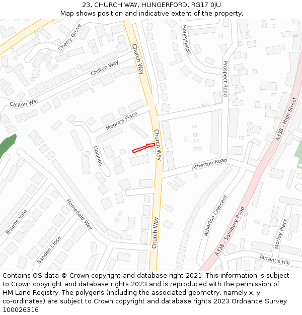 23, CHURCH WAY, HUNGERFORD, RG17 0JU: Location map and indicative extent of plot