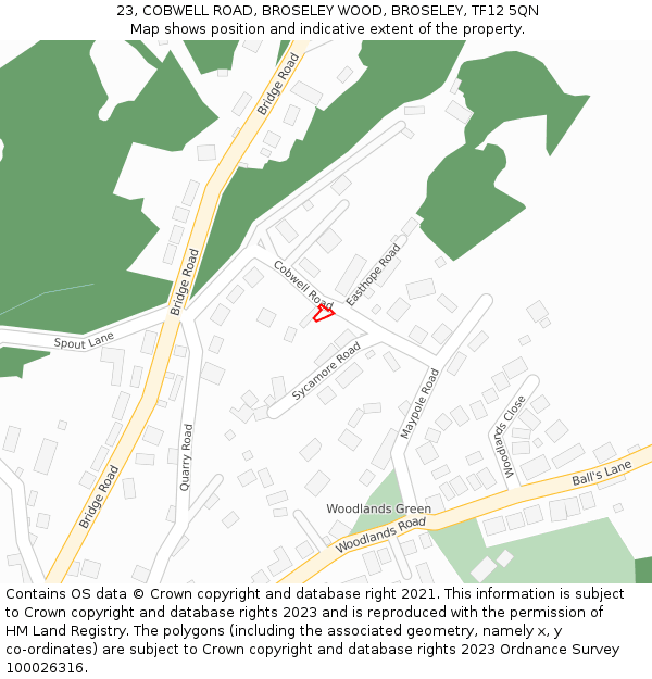 23, COBWELL ROAD, BROSELEY WOOD, BROSELEY, TF12 5QN: Location map and indicative extent of plot