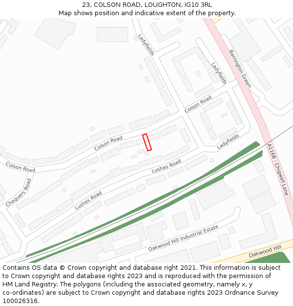 23, COLSON ROAD, LOUGHTON, IG10 3RL: Location map and indicative extent of plot