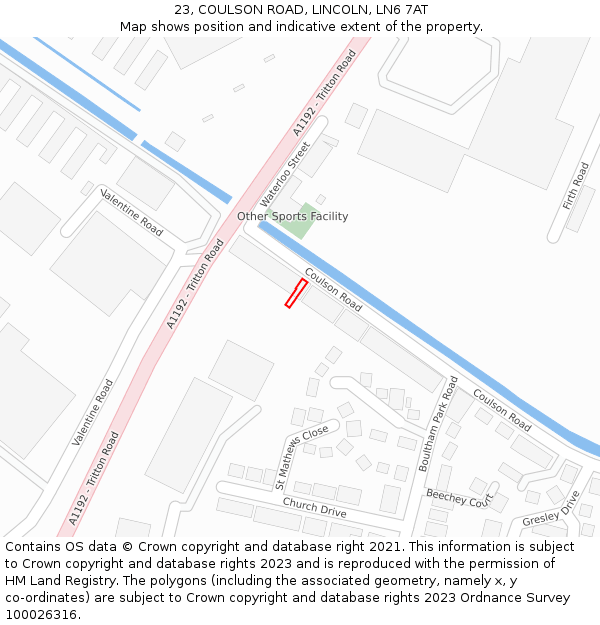 23, COULSON ROAD, LINCOLN, LN6 7AT: Location map and indicative extent of plot