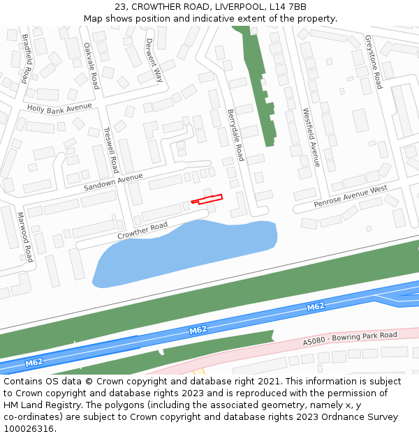 23, CROWTHER ROAD, LIVERPOOL, L14 7BB: Location map and indicative extent of plot
