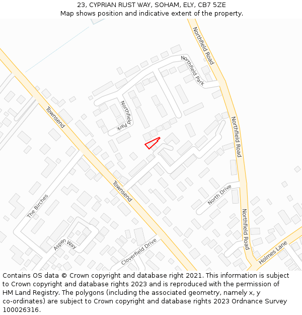 23, CYPRIAN RUST WAY, SOHAM, ELY, CB7 5ZE: Location map and indicative extent of plot