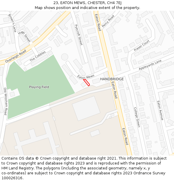 23, EATON MEWS, CHESTER, CH4 7EJ: Location map and indicative extent of plot