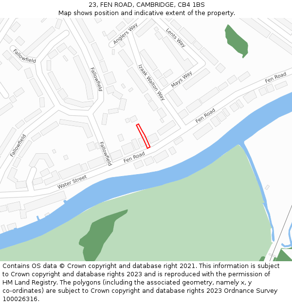 23, FEN ROAD, CAMBRIDGE, CB4 1BS: Location map and indicative extent of plot