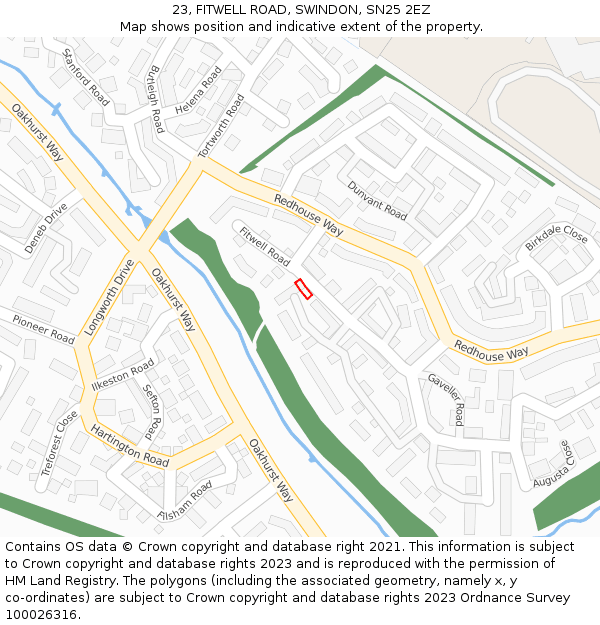 23, FITWELL ROAD, SWINDON, SN25 2EZ: Location map and indicative extent of plot