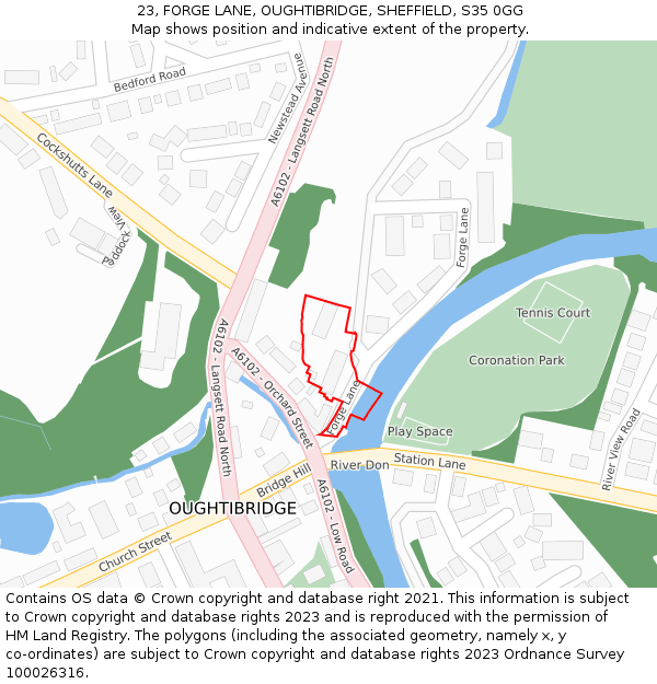 23, FORGE LANE, OUGHTIBRIDGE, SHEFFIELD, S35 0GG: Location map and indicative extent of plot