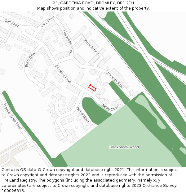 23, GARDENIA ROAD, BROMLEY, BR1 2FH: Location map and indicative extent of plot