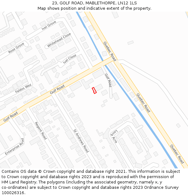 23, GOLF ROAD, MABLETHORPE, LN12 1LS: Location map and indicative extent of plot