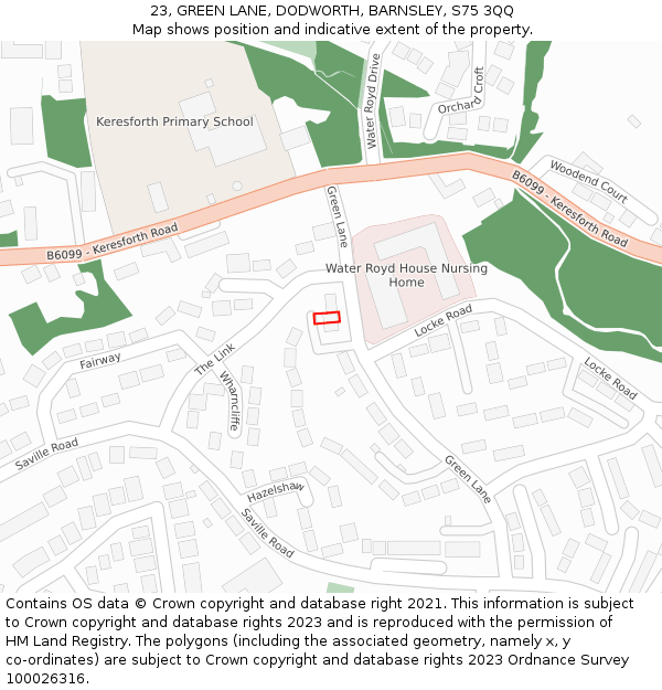 23, GREEN LANE, DODWORTH, BARNSLEY, S75 3QQ: Location map and indicative extent of plot