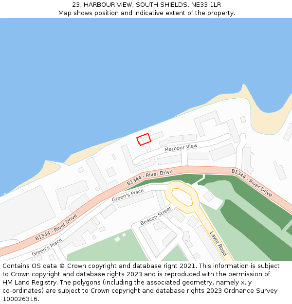 23, HARBOUR VIEW, SOUTH SHIELDS, NE33 1LR: Location map and indicative extent of plot