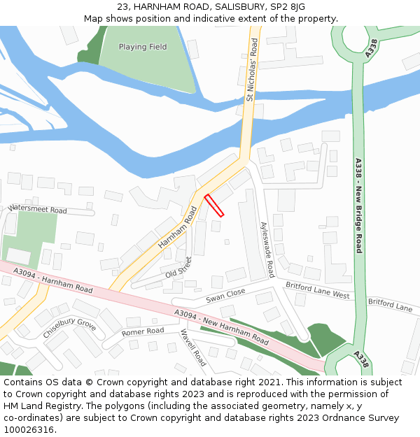 23, HARNHAM ROAD, SALISBURY, SP2 8JG: Location map and indicative extent of plot