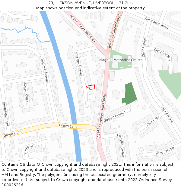 23, HICKSON AVENUE, LIVERPOOL, L31 2HU: Location map and indicative extent of plot