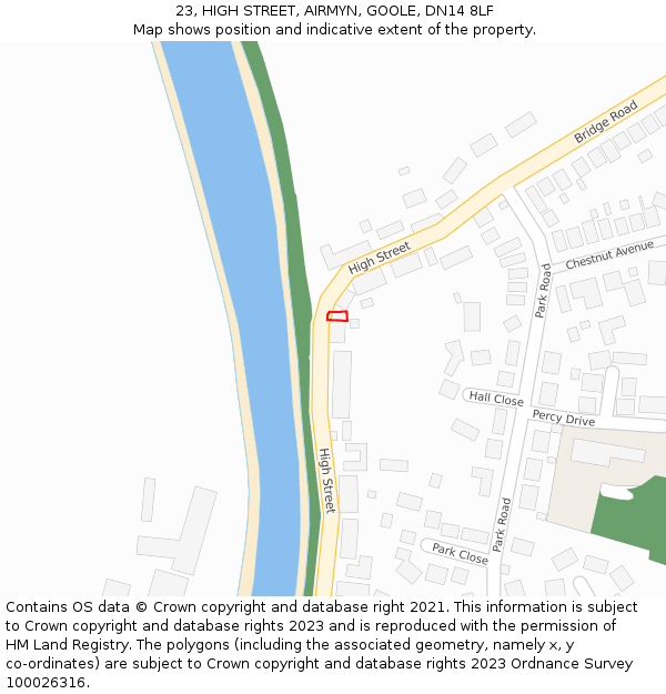 23, HIGH STREET, AIRMYN, GOOLE, DN14 8LF: Location map and indicative extent of plot