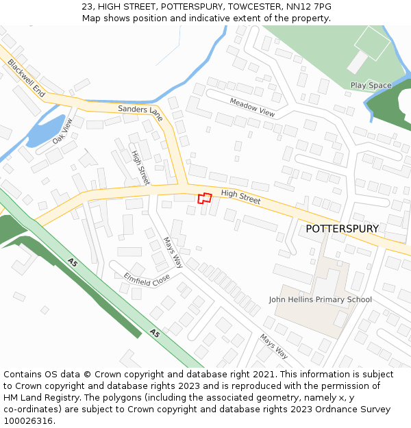23, HIGH STREET, POTTERSPURY, TOWCESTER, NN12 7PG: Location map and indicative extent of plot