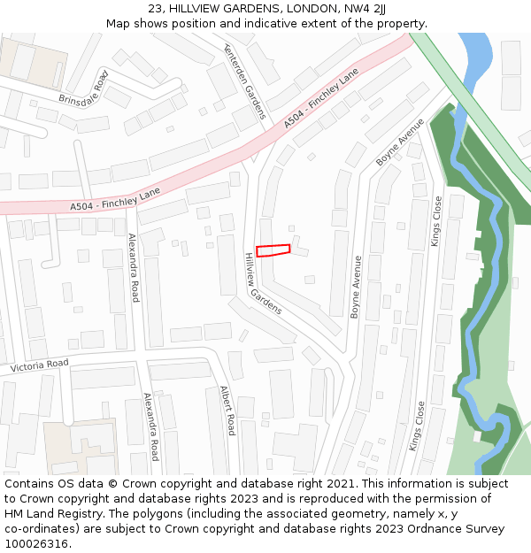 23, HILLVIEW GARDENS, LONDON, NW4 2JJ: Location map and indicative extent of plot