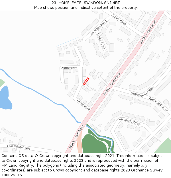 23, HOMELEAZE, SWINDON, SN1 4BT: Location map and indicative extent of plot