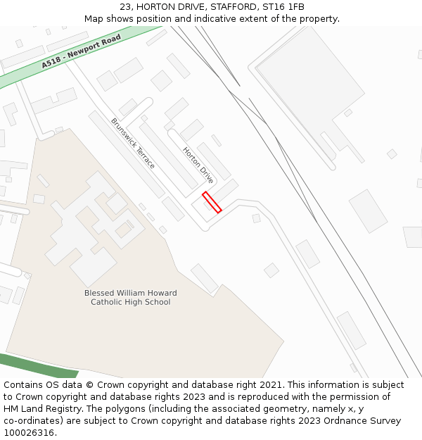 23, HORTON DRIVE, STAFFORD, ST16 1FB: Location map and indicative extent of plot
