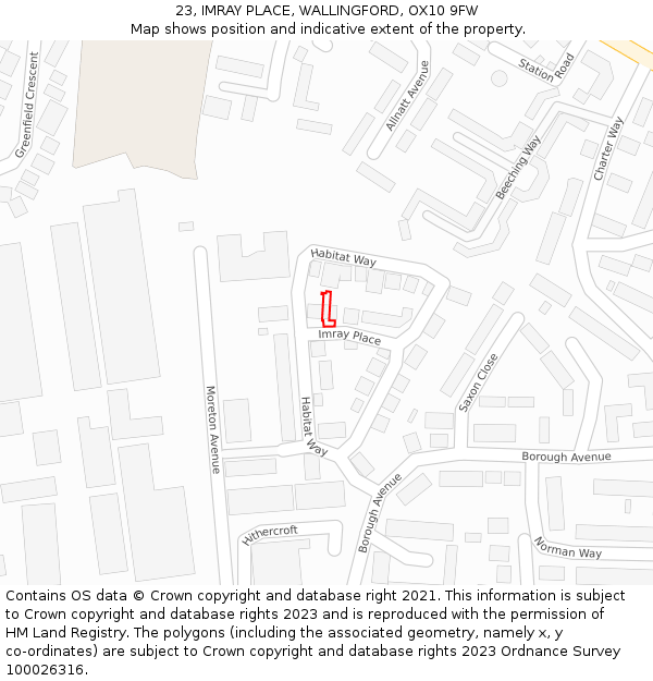 23, IMRAY PLACE, WALLINGFORD, OX10 9FW: Location map and indicative extent of plot