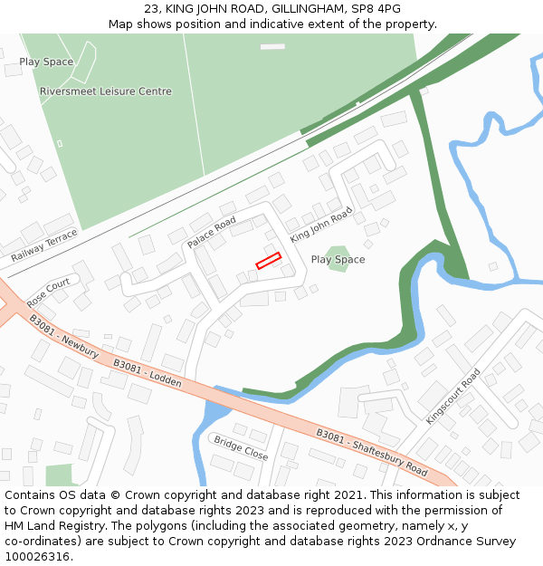 23, KING JOHN ROAD, GILLINGHAM, SP8 4PG: Location map and indicative extent of plot