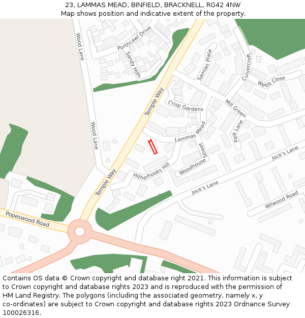 23, LAMMAS MEAD, BINFIELD, BRACKNELL, RG42 4NW: Location map and indicative extent of plot