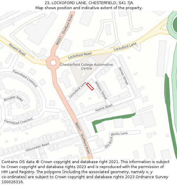 23, LOCKOFORD LANE, CHESTERFIELD, S41 7JA: Location map and indicative extent of plot
