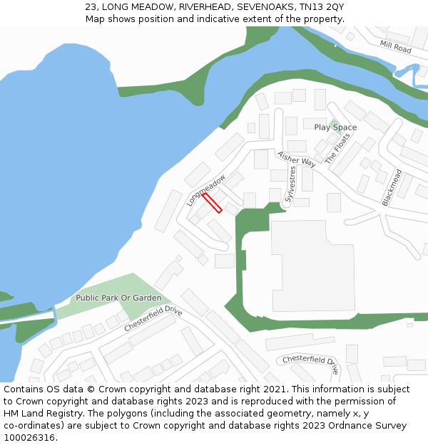 23, LONG MEADOW, RIVERHEAD, SEVENOAKS, TN13 2QY: Location map and indicative extent of plot
