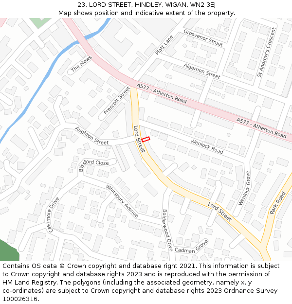23, LORD STREET, HINDLEY, WIGAN, WN2 3EJ: Location map and indicative extent of plot