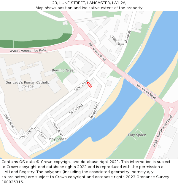 23, LUNE STREET, LANCASTER, LA1 2AJ: Location map and indicative extent of plot