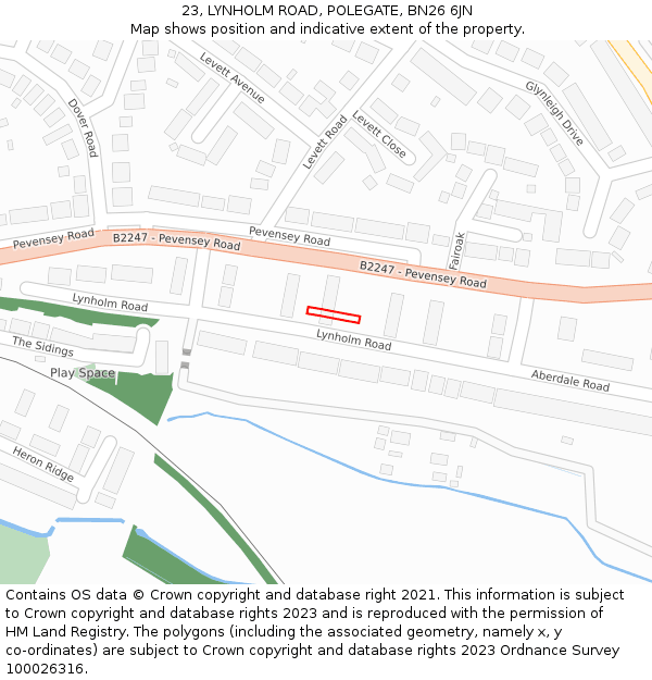 23, LYNHOLM ROAD, POLEGATE, BN26 6JN: Location map and indicative extent of plot