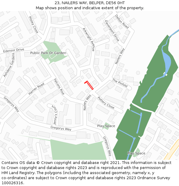 23, NAILERS WAY, BELPER, DE56 0HT: Location map and indicative extent of plot