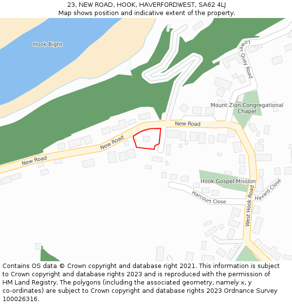 23, NEW ROAD, HOOK, HAVERFORDWEST, SA62 4LJ: Location map and indicative extent of plot