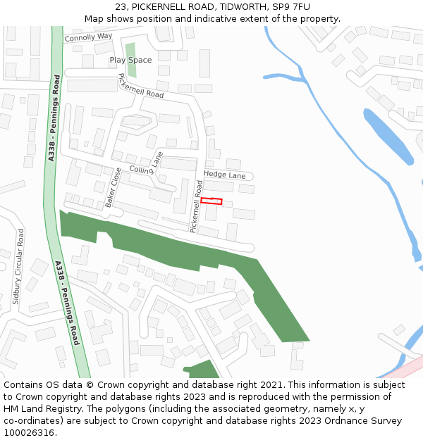 23, PICKERNELL ROAD, TIDWORTH, SP9 7FU: Location map and indicative extent of plot