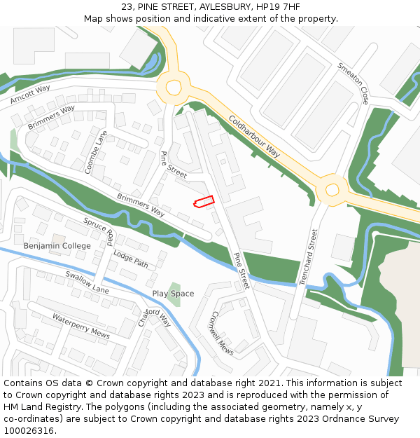 23, PINE STREET, AYLESBURY, HP19 7HF: Location map and indicative extent of plot