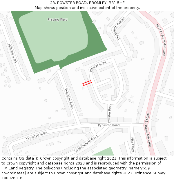 23, POWSTER ROAD, BROMLEY, BR1 5HE: Location map and indicative extent of plot