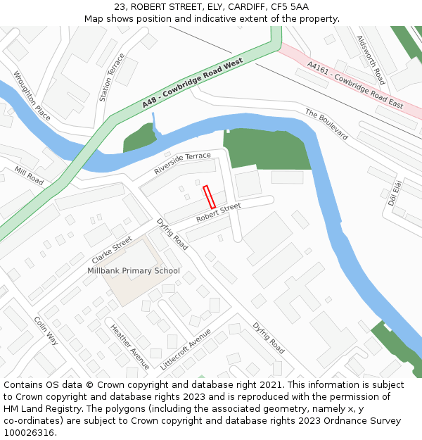 23, ROBERT STREET, ELY, CARDIFF, CF5 5AA: Location map and indicative extent of plot