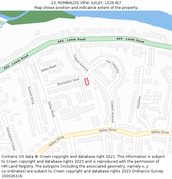 23, ROMBALDS VIEW, ILKLEY, LS29 8LT: Location map and indicative extent of plot