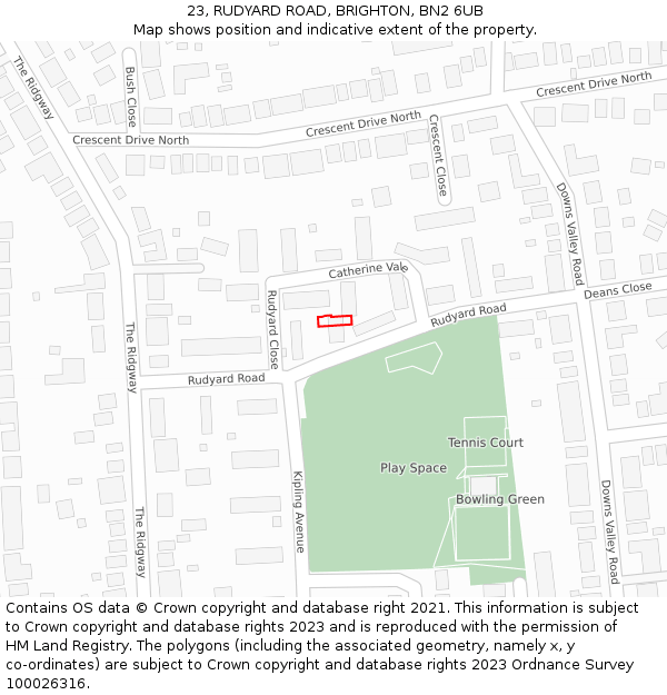 23, RUDYARD ROAD, BRIGHTON, BN2 6UB: Location map and indicative extent of plot