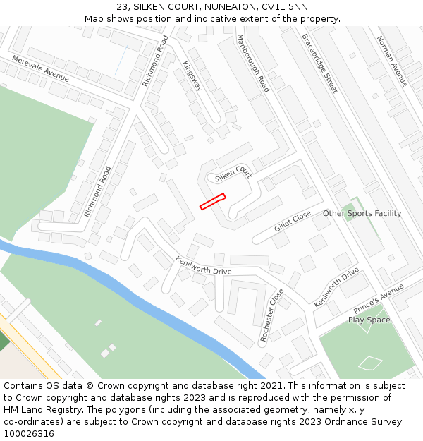 23, SILKEN COURT, NUNEATON, CV11 5NN: Location map and indicative extent of plot