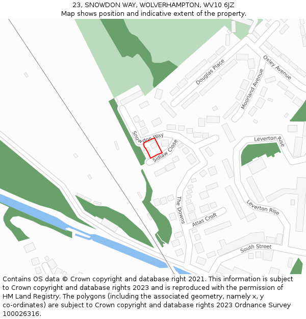 23, SNOWDON WAY, WOLVERHAMPTON, WV10 6JZ: Location map and indicative extent of plot