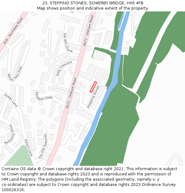 23, STEPPING STONES, SOWERBY BRIDGE, HX6 4FB: Location map and indicative extent of plot