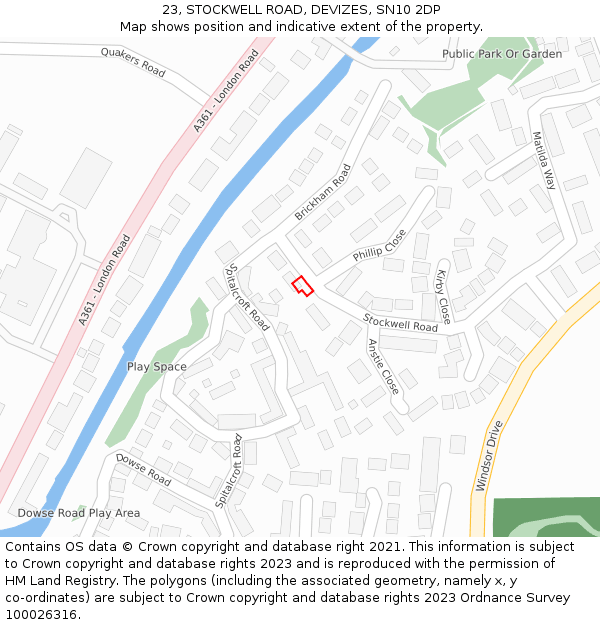 23, STOCKWELL ROAD, DEVIZES, SN10 2DP: Location map and indicative extent of plot