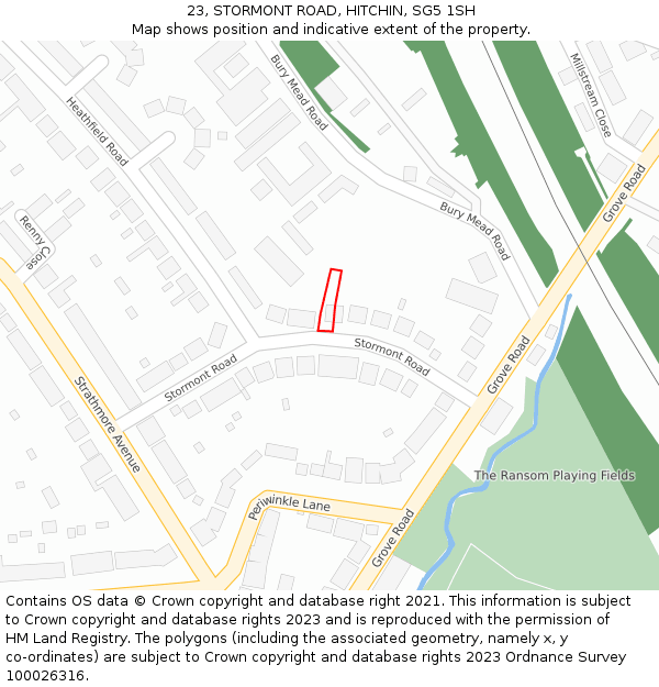 23, STORMONT ROAD, HITCHIN, SG5 1SH: Location map and indicative extent of plot