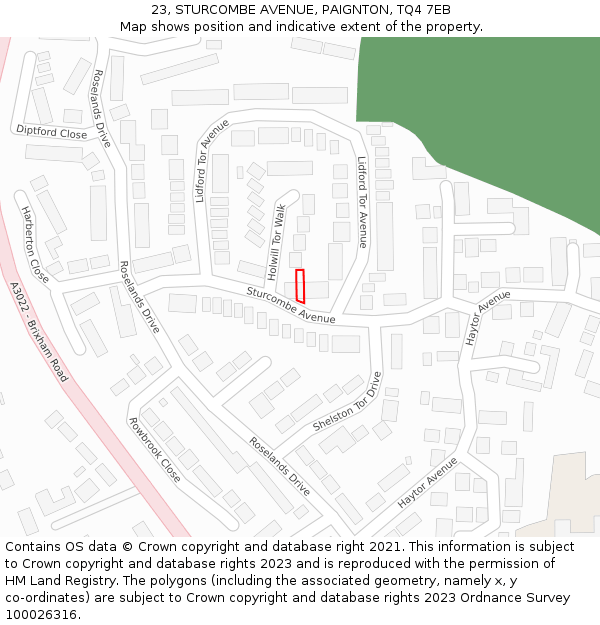 23, STURCOMBE AVENUE, PAIGNTON, TQ4 7EB: Location map and indicative extent of plot