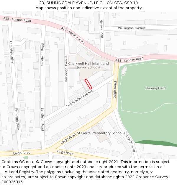23, SUNNINGDALE AVENUE, LEIGH-ON-SEA, SS9 1JY: Location map and indicative extent of plot