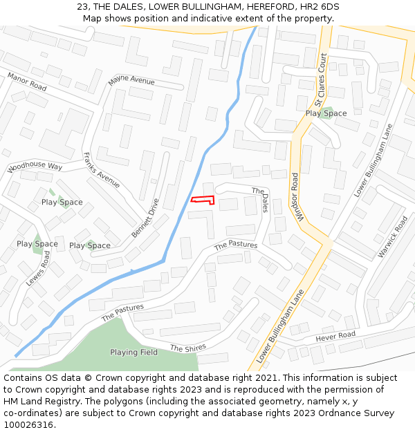 23, THE DALES, LOWER BULLINGHAM, HEREFORD, HR2 6DS: Location map and indicative extent of plot