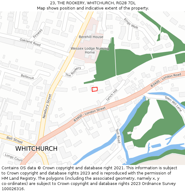 23, THE ROOKERY, WHITCHURCH, RG28 7DL: Location map and indicative extent of plot