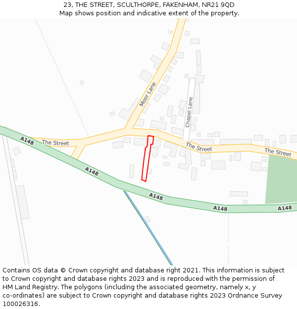 23, THE STREET, SCULTHORPE, FAKENHAM, NR21 9QD: Location map and indicative extent of plot