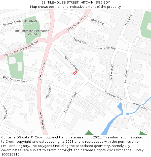 23, TILEHOUSE STREET, HITCHIN, SG5 2DY: Location map and indicative extent of plot